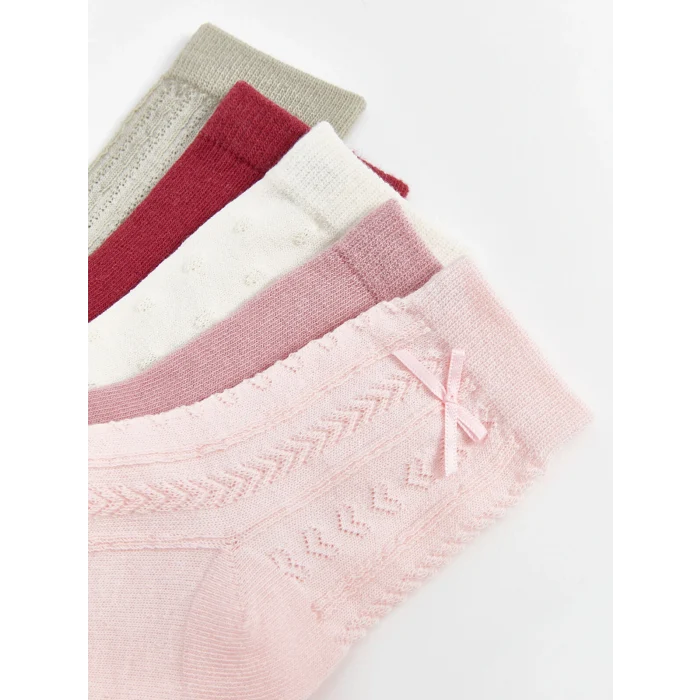 LCW baby Pembe Desenli Kız Bebek Soket Çorap 5li