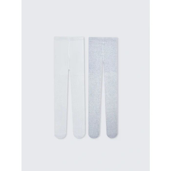 LCW baby Beyaz Basic Kız Bebek Külotlu Çorap 2li