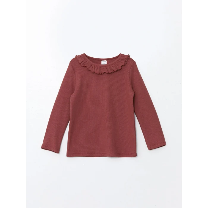 LCW Kids Ekru Bisiklet Yaka Çiçekli Kız Çocuk Tişört 2li