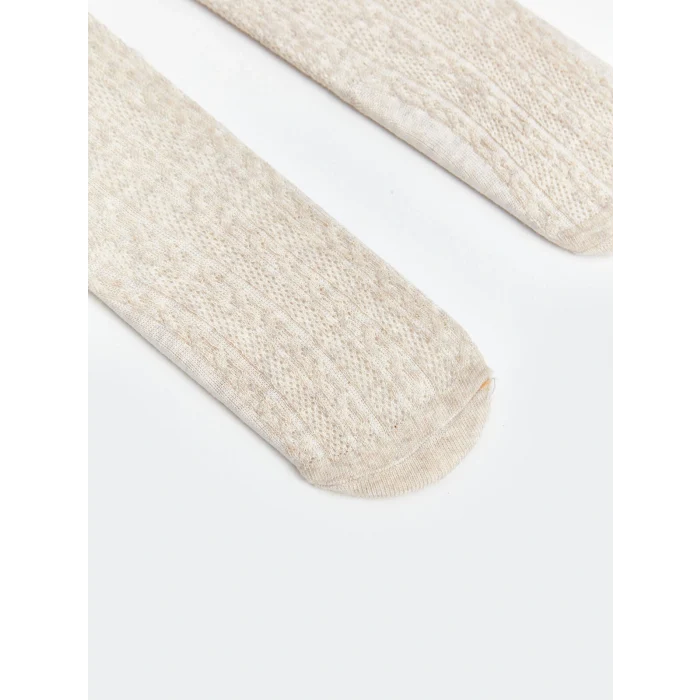 LCW baby Bej Basic Kız Bebek Külotlu Çorap 2li