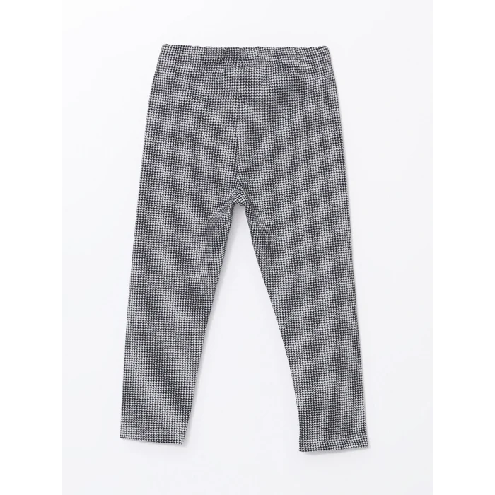 LCW Kids Siyah Bisiklet Yaka Uzun Kollu Ekose Kız Çocuk Tayt