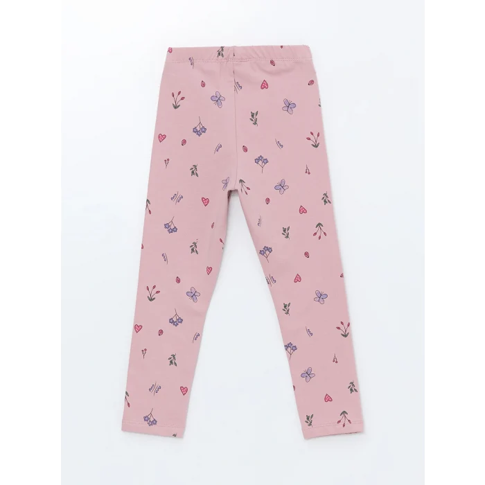 LCW Kids Pembe Beli Lastikli Baskılı Kız Bebek Tayt