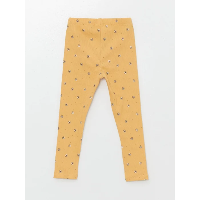 LCW Kids Sarı Beli Lastikli Çiçekli Kız Bebek Tayt