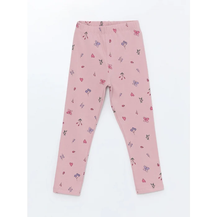 LCW Kids Pembe Beli Lastikli Baskılı Kız Bebek Tayt