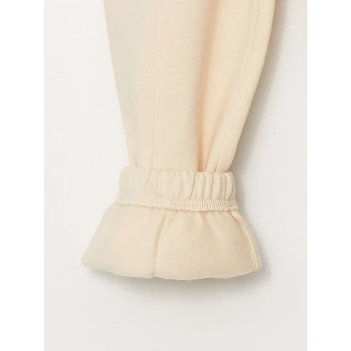 LCW Kids Ekru Beli Lastikli Kalın Kız Bebek Jogger Eşofman Altı