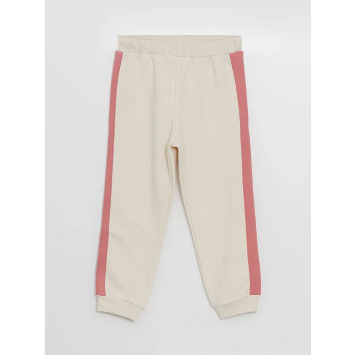 LCW Kids Ekru Beli Lastikli Kız Çocuk Eşofman Alt