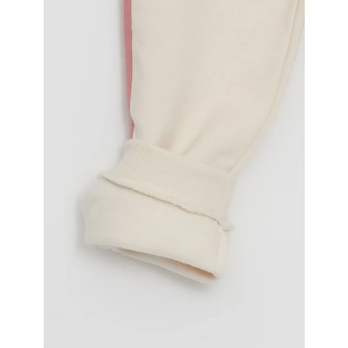 LCW Kids Ekru Beli Lastikli Kız Çocuk Eşofman Alt