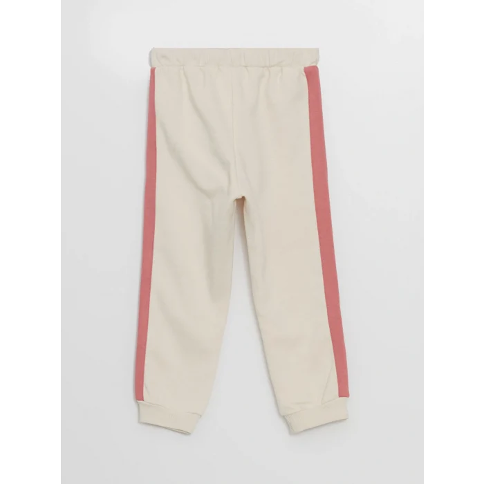 LCW Kids Ekru Beli Lastikli Kız Çocuk Eşofman Alt