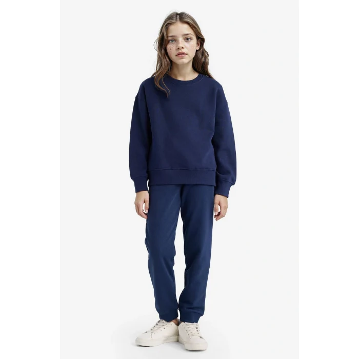 Defacto Y1226A6NV241 Lacivert Kız Çocuk Standart Fit Basic Düz Beli Lastikli Okul Jogger Eşofman Altı