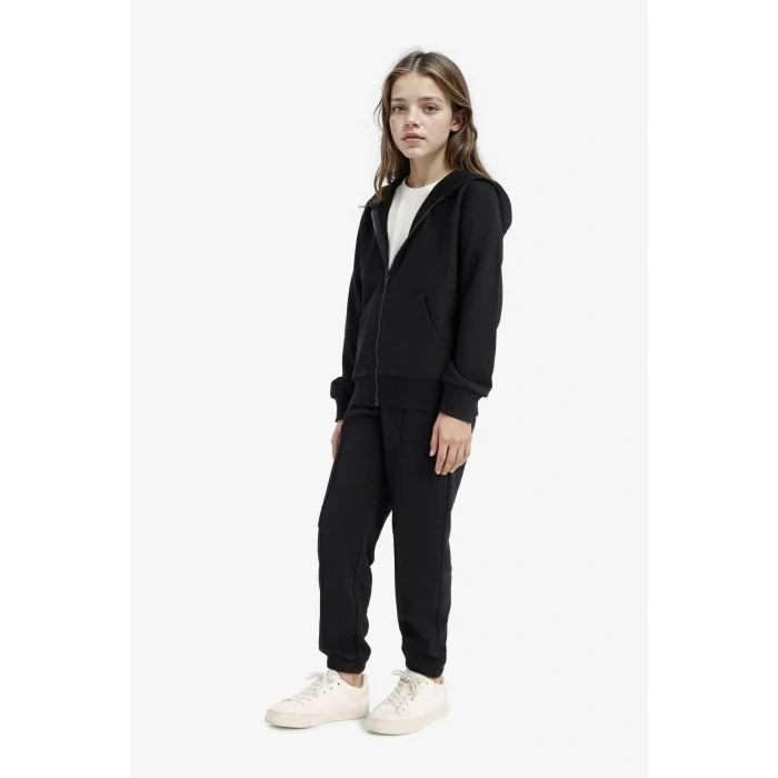 Defacto X9036A6BK81 Siyah Kız Çocuk Beli Lastikli Basic Düz Okul Jogger Eşofman Altı