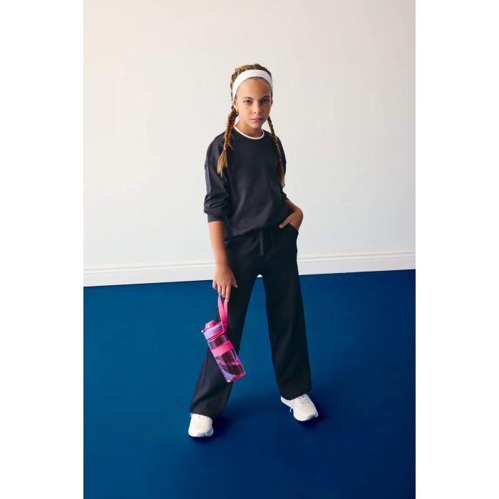 Defacto E1836A8AR220 Antrasit Kız Çocuk Beli Lastikli Wide Leg Geniş Paça Eşofman Altı