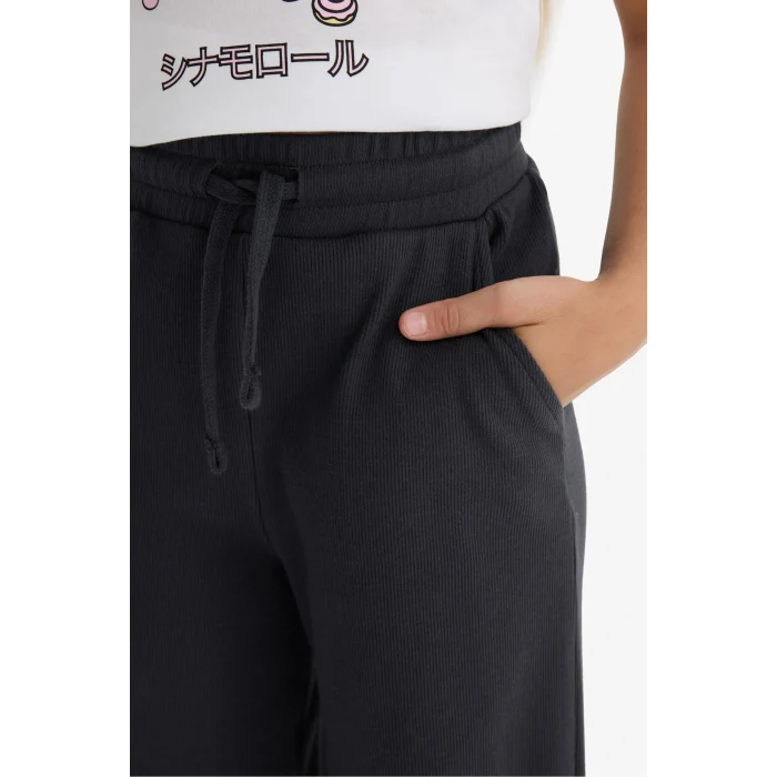 Defacto E1836A8AR220 Antrasit Kız Çocuk Beli Lastikli Wide Leg Geniş Paça Eşofman Altı