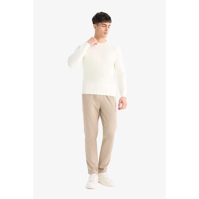 Defacto Y2651AZBG773 Bej Jogger Fit Beli Bağcıklı Lastikli Esnek Kumaş Cepli Duble Paça Pantolon