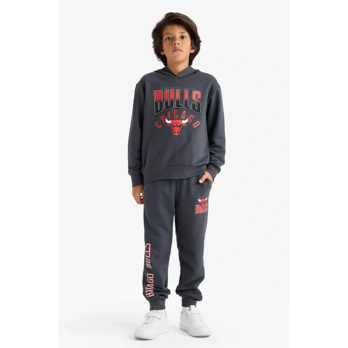 Defacto F4089A8AR31 Antrasit Erkek Çocuk NBA Chicago Bulls Beli Lastikli Jogger Eşofman Altı