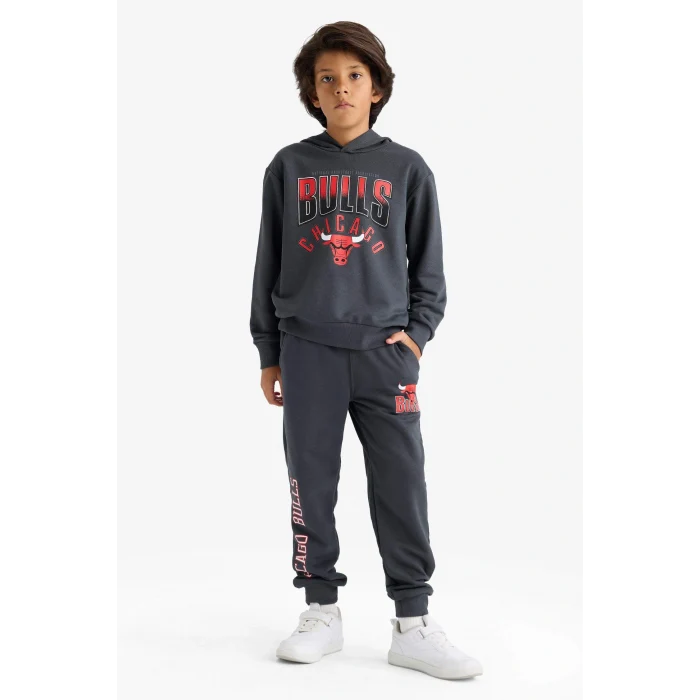 Defacto F4089A8AR31 Antrasit Erkek Çocuk NBA Chicago Bulls Beli Lastikli Jogger Eşofman Altı