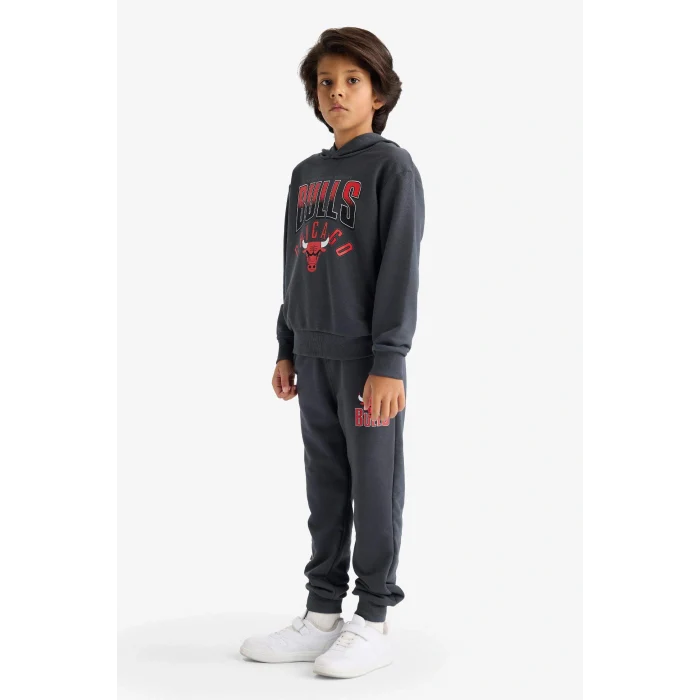 Defacto F4089A8AR31 Antrasit Erkek Çocuk NBA Chicago Bulls Beli Lastikli Jogger Eşofman Altı