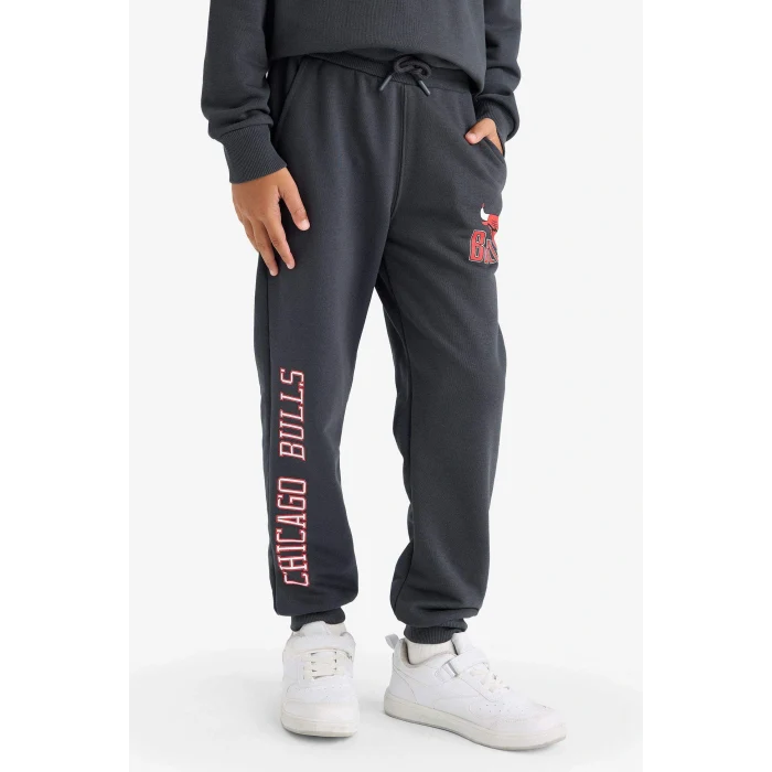 Defacto F4089A8AR31 Antrasit Erkek Çocuk NBA Chicago Bulls Beli Lastikli Jogger Eşofman Altı