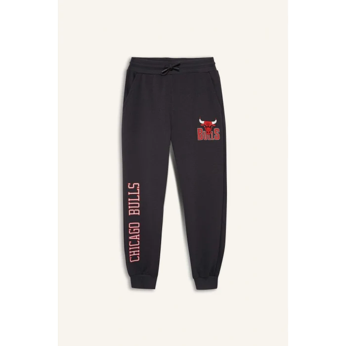 Defacto F4089A8AR31 Antrasit Erkek Çocuk NBA Chicago Bulls Beli Lastikli Jogger Eşofman Altı