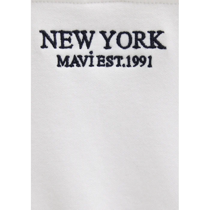 Mavi 1S10502-70057 Yarı Fermuarlı Sırt Baskılı Ekru Sweatshirt