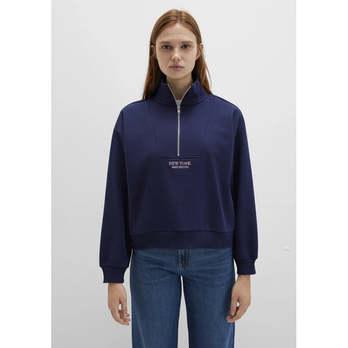 Mavi 1S10501-80729 Yarı Fermuarlı Sırt Baskılı Lacivert Sweatshirt