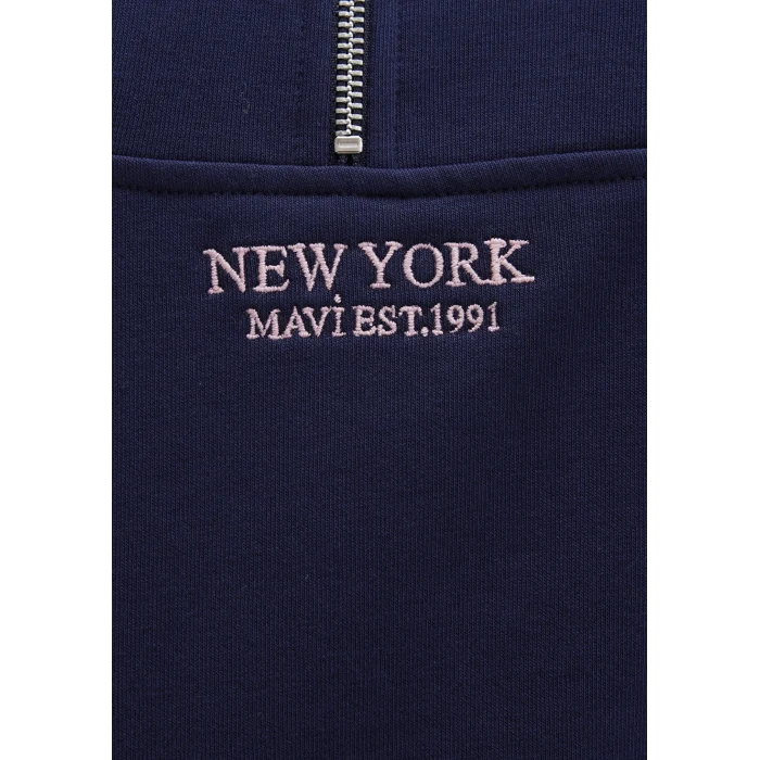 Mavi 1S10501-80729 Yarı Fermuarlı Sırt Baskılı Lacivert Sweatshirt