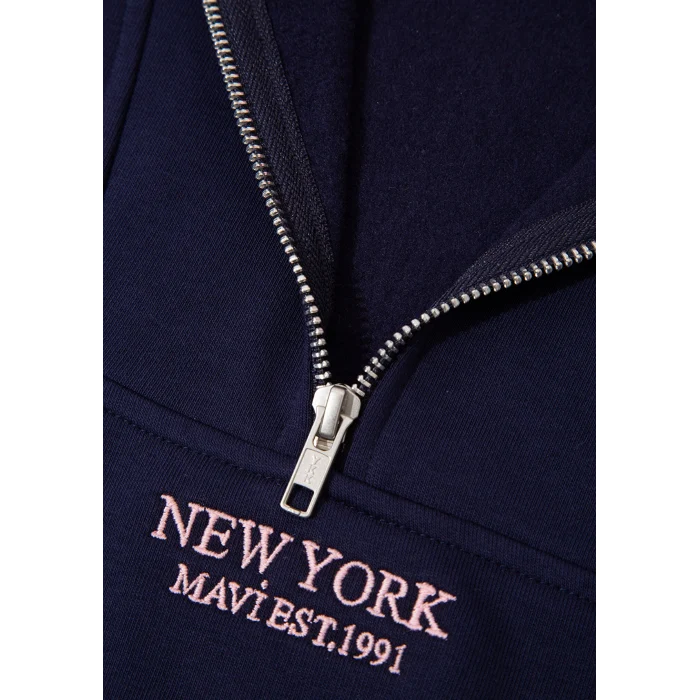 Mavi 1S10501-80729 Yarı Fermuarlı Sırt Baskılı Lacivert Sweatshirt