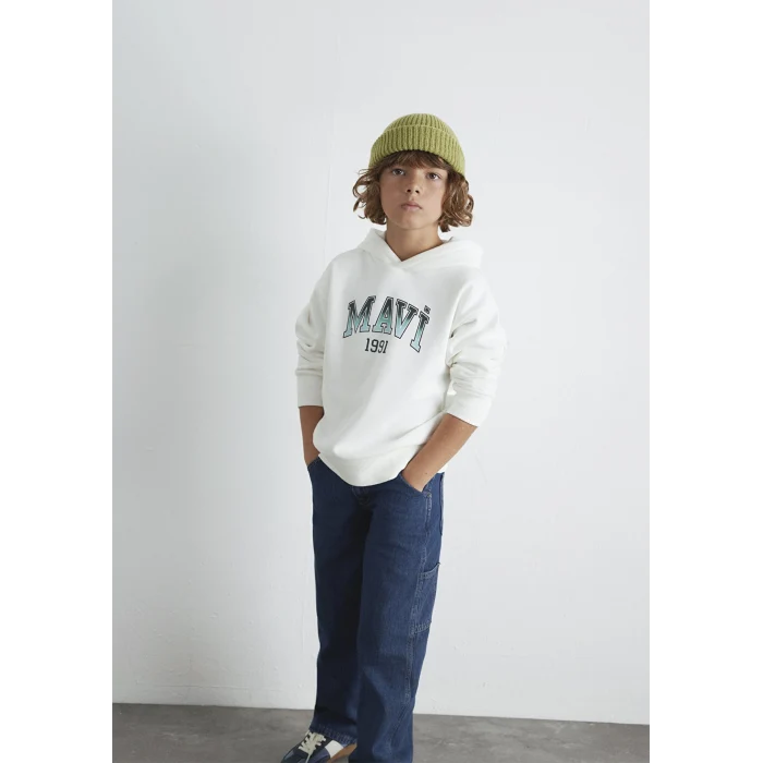 Mavi 6S10167-70057 Mavi Logo Kapüşonlu Ekru Sweatshirt