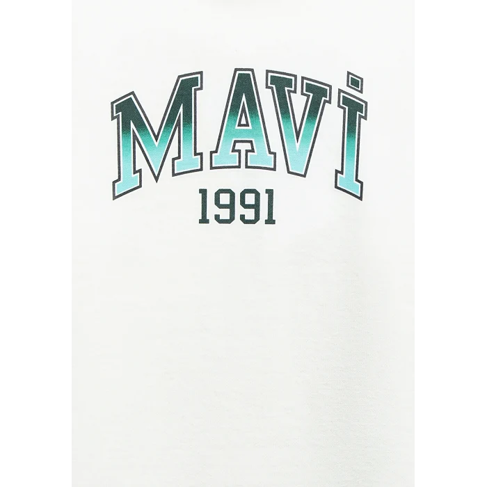 Mavi 6S10167-70057 Mavi Logo Kapüşonlu Ekru Sweatshirt