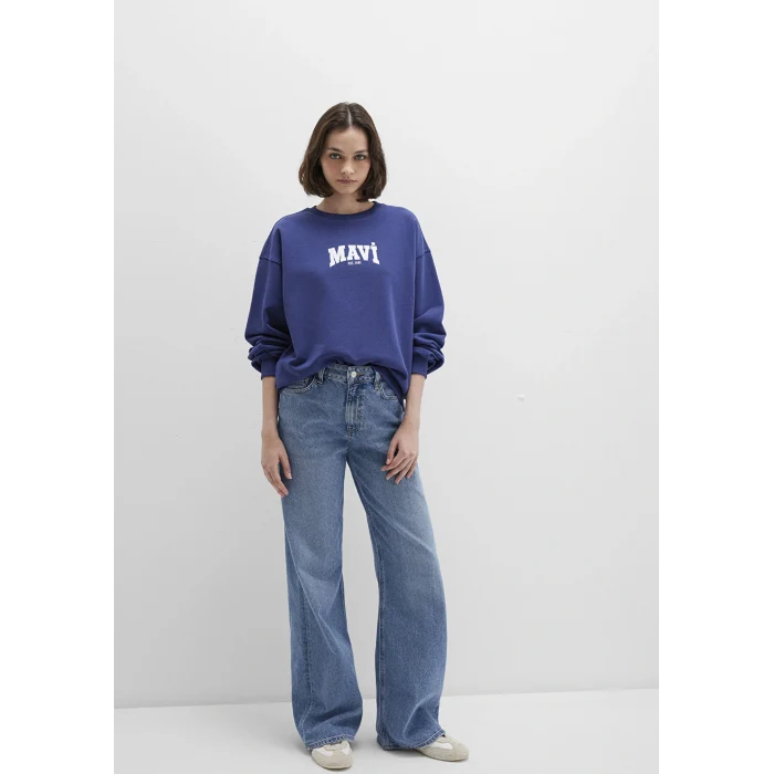 Mavi 1S10372-70498 Mavi Logo Baskılı Lacivert Sweatshirt