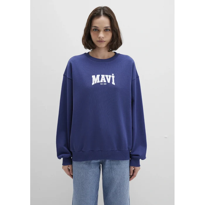 Mavi 1S10372-70498 Mavi Logo Baskılı Lacivert Sweatshirt