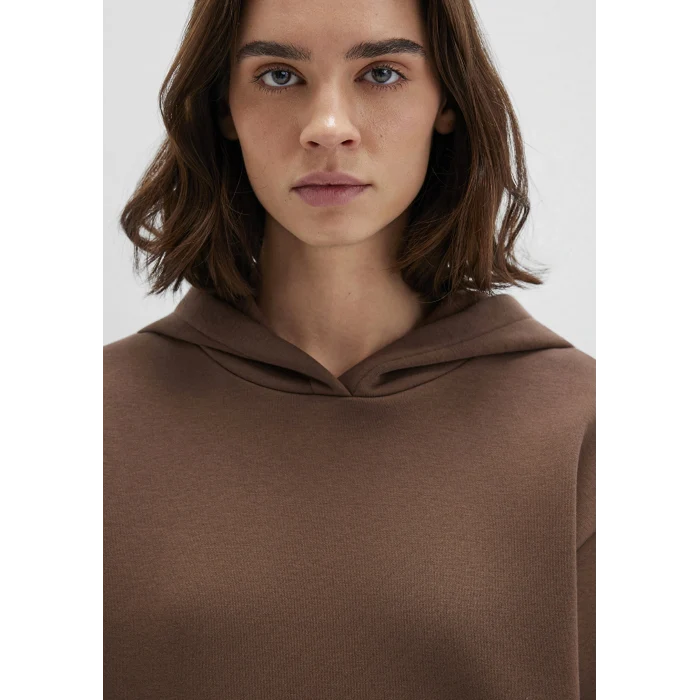 Mavi 167299-81959 Kapüşonlu Kahverengi Basic Sweatshirt