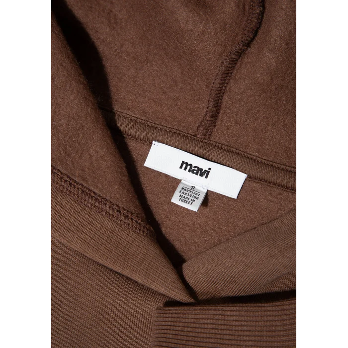 Mavi 167299-81959 Kapüşonlu Kahverengi Basic Sweatshirt