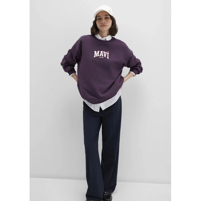 Mavi 1S10372-70635 Mavi Logo Baskılı Mor Sweatshirt