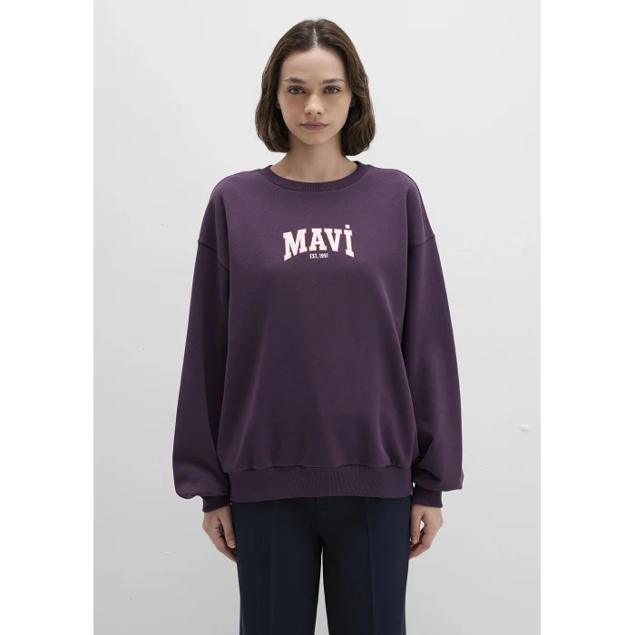 Mavi 1S10372-70635 Mavi Logo Baskılı Mor Sweatshirt