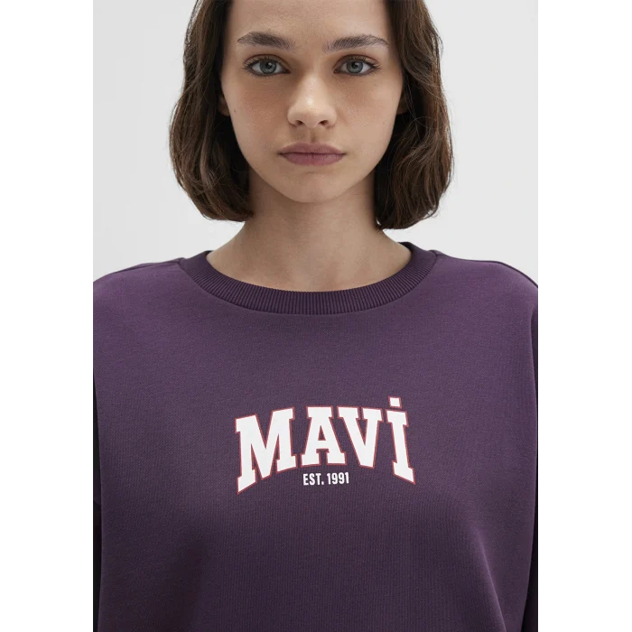 Mavi 1S10372-70635 Mavi Logo Baskılı Mor Sweatshirt
