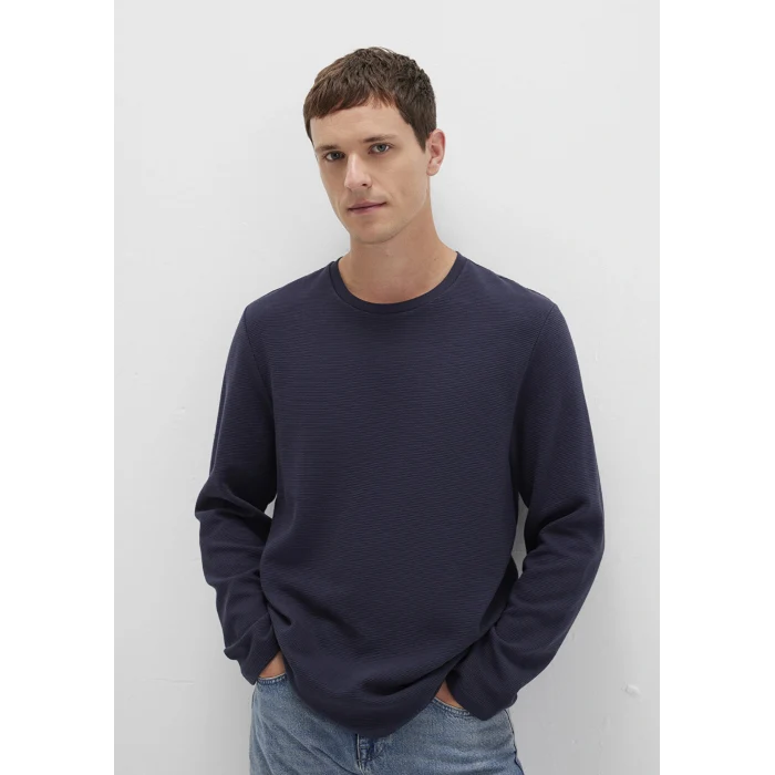 Mavi 064622-26828 Uzun Kollu Dokulu Lacivert Tişört