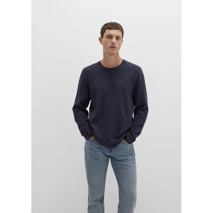 Mavi 064622-26828 Uzun Kollu Dokulu Lacivert Tişört