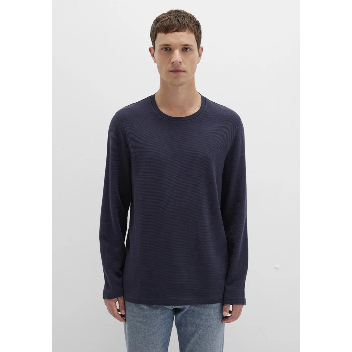 Mavi 064622-26828 Uzun Kollu Dokulu Lacivert Tişört