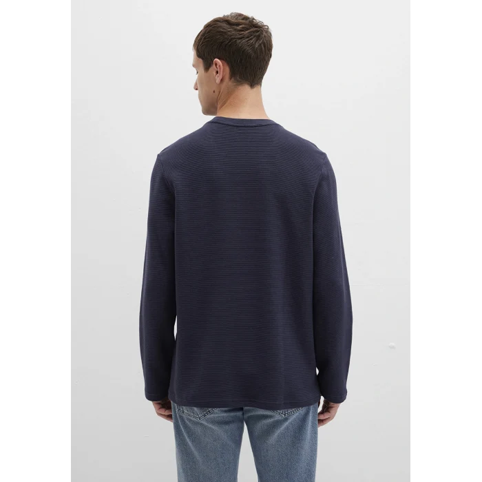 Mavi 064622-26828 Uzun Kollu Dokulu Lacivert Tişört