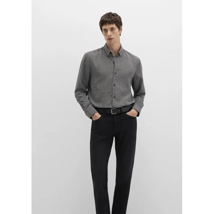 Mavi 0211669-90902 Çizgili Antrasit Gömlek