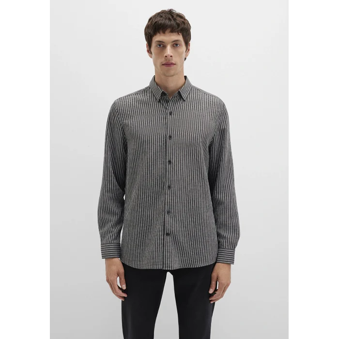 Mavi 0211669-90902 Çizgili Antrasit Gömlek