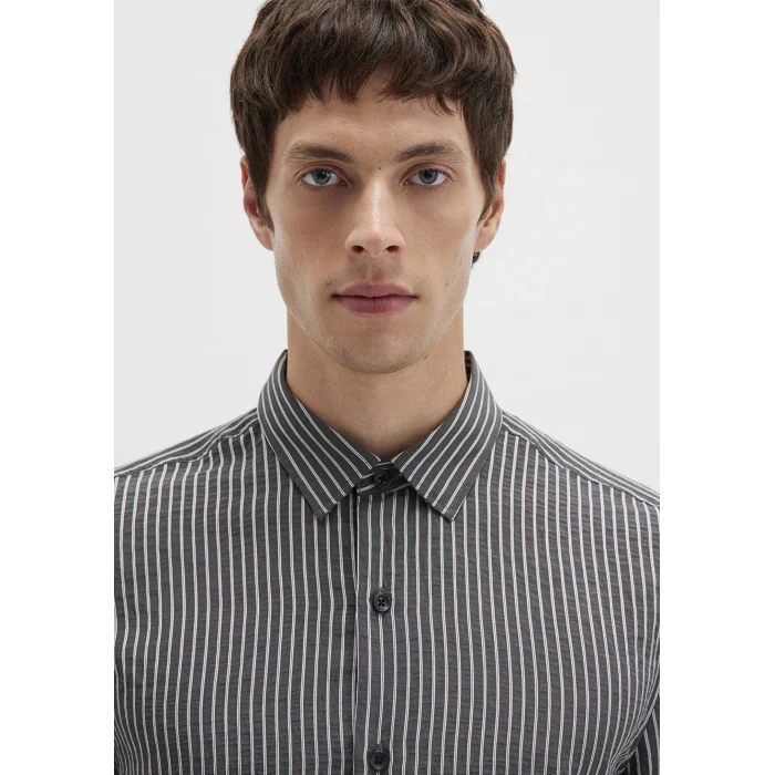 Mavi 0211669-90902 Çizgili Antrasit Gömlek