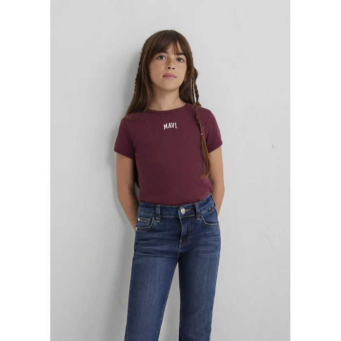 Mavi 7610350-70393 Mavi Logo Baskılı Bordo Tişört