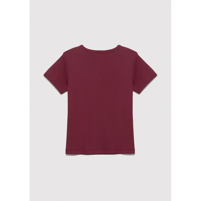 Mavi 7610350-70393 Mavi Logo Baskılı Bordo Tişört