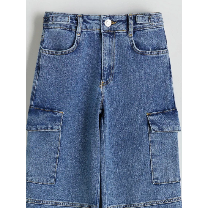 LCW Kids Mavi Wideleg Kız Çocuk Jean Pantolon