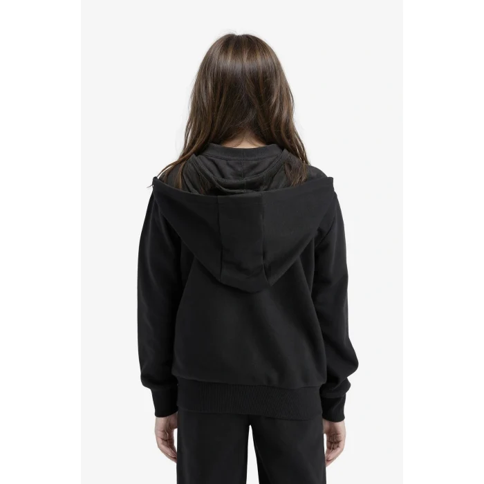 Defacto C8110A8BK81 Siyah Kız Çocuk Basic Düz Kapüşonlu Okul Fermuarlı Sweatshirt
