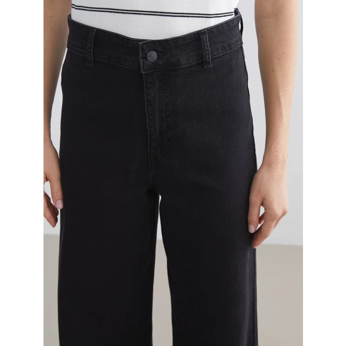LCW Modest Siyah Wideleg Kadın Jean Pantolon
