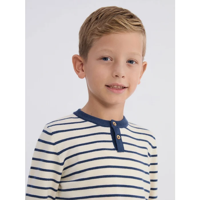 LCW Kids Lacivert Bisiklet Yaka Uzun Kollu Erkek Çocuk Triko Kazak