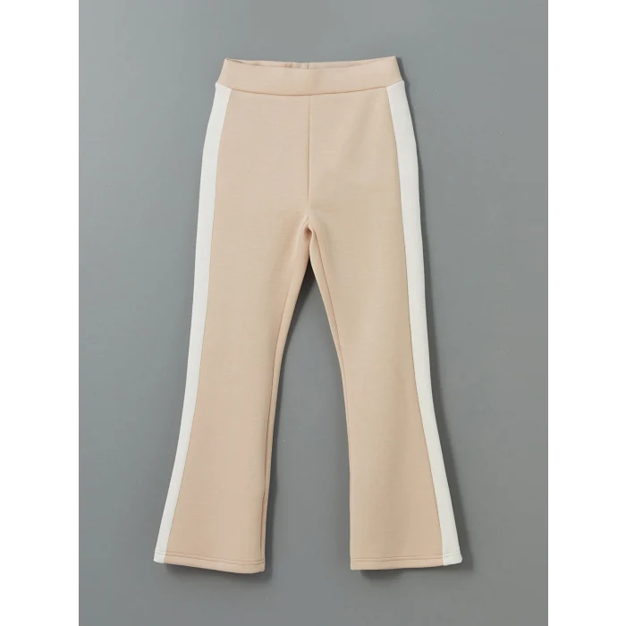 LCW Kids Ekru Bisiklet Yaka Kız Çocuk Sweatshirt ve Tayt