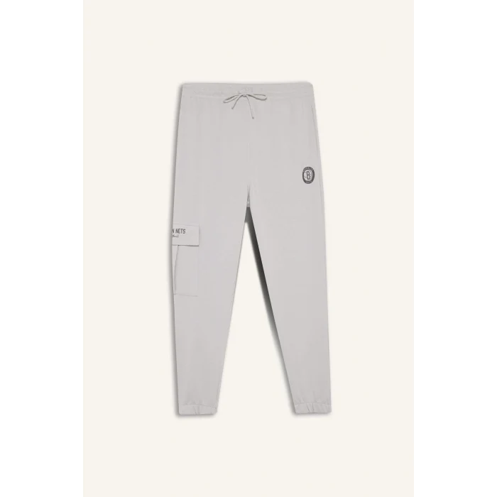 Defacto F8735AXGR519 Gri DeFactoFit NBA Brooklyn Nets Standart Fit Skuba Dalgıç Kumaş Jogger